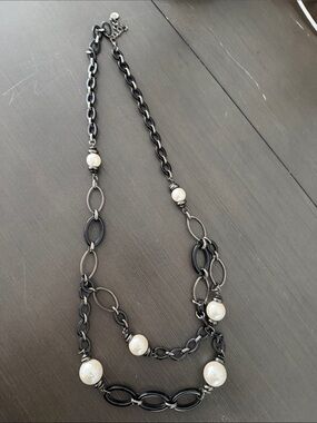 Made in Italy Multi Strand Black & Pearl Statement Necklace